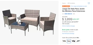 Juego de Sala Jardin Mimbre $3,899 | Descuento Mercado Libre