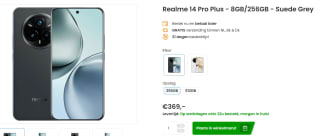 Realme 14 Pro+, 12GB ram, 512GB opslag Grijs voor €369 bij Phonemarket