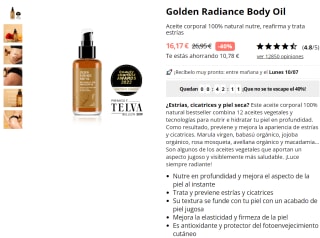 Aceite Golden Radiance Body Oil 100% natural por 16,17€