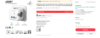 Cubo Enchufe USB 7 en 1 marca Lencent por 8,18€