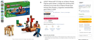 LEGO Minecraft El Viaje en el Barco Pirata $269 | Amazon