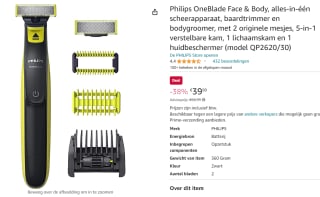 Philips OneBlade Face & Body, alles-in-één scheerapparaat, baardtrimmer en bodygroomer