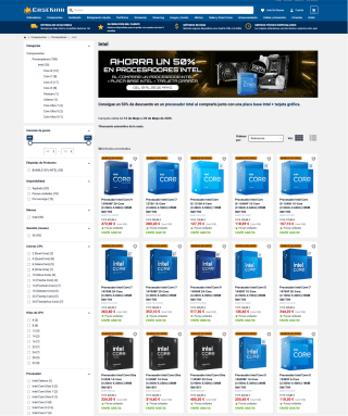 Código 50% Descuento Procesador Intel al comprarlo con una placa base Intel + tarjeta gráfica con Caseking