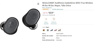 Audifonos Skullcandy SESH a $669 en Amazon