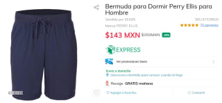 Bermuda Perry Ellis Hombre a $143 en Sears