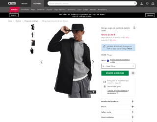 Abrigo negro de punto de Jack & Jones Hombre por 20,25€