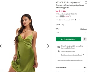 Satijnen mini slipdress voor €11 bij Asos