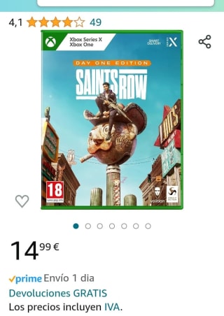Saints Row Edicion Day One Xbox por 13,95€.