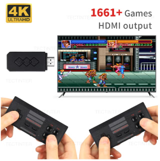 Consola de videojuegos Compatible con HDMI + 1661 juegos clásicos y mando inalámbrico Dual por 12,45€