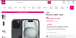Apple iPhone 15 128GB Black – £584.10