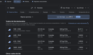 Vuelos Madrid - Honolulu Ida y Vuelta desde 891€