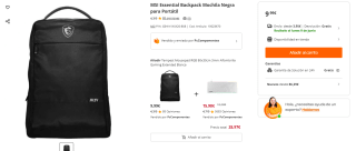 MSI Essential Backpack Mochila Negra para Portátil por 9,99€
