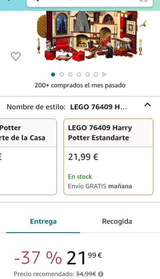 LEGO 76409 Harry Potter Estandarte de la Casa Gryffindor por 21,99€.