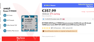 AMD Ryzen 9 9900X processor 4,4 GHz 76 MB L2 & L3 voor €357,99 bij Aliexpress
