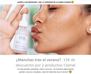 15€ dto por compra de 2 productos Clairial
