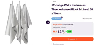 Walra Keuken- En Theedoekenset (12dlg) Blocks & Lines voor €12,50 bij Ibood