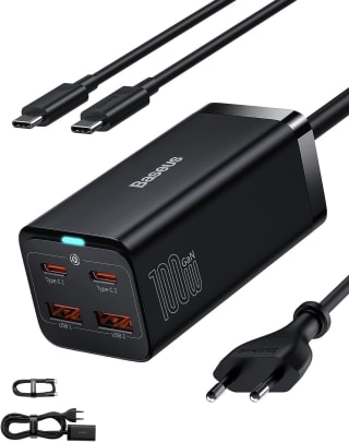Baseus USB-C-oplader, 100 W, 4 poorten (2C+2U) met 1,5 m kabel voor €39,99 bij Amazon