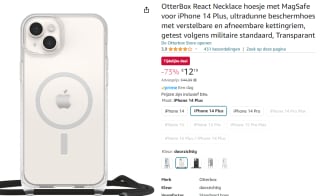 OtterBox React Necklace iPhone 14 Plus Hoesje met Koord voor €2,19 bij Amazon