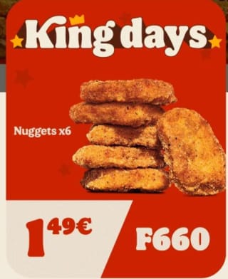 Burger King 6 nuggets de pollo por 1,49€