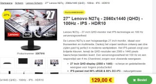 Lenovo N27q computer monitor 68,6 cm (27") voor €129 bij Proshop