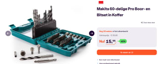 Makita 60-delige Boor- en Bitset in koffer voor €15,95 bij iBOOD