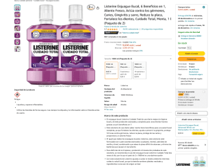 Listerine 6 Beneficios en 1 cuidado Total 2 Litros por 8,69€