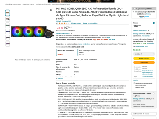 MSI MAG CoreLiquid E360 Refrigeración líquida AIO por 107,99€