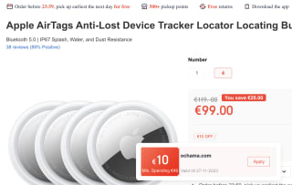 4 Apple Airtags voor 89 euro ( met de code )