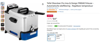 Tefal Oleoclean Pro Inox & Design FR8040 friteuse voor €74,99 bij Amazon