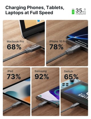 JSAUX USB C naar USB C Kabel 100W 3M voor €5,92 via Amazon