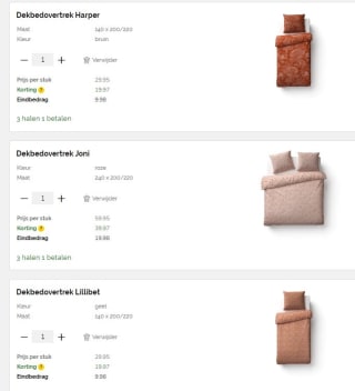 Alle Dekbedovertrekken 3 halen = 1 betalen bij Beterbed