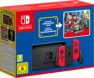 Nintendo Switch Rood + Super Mario Odyssey voor €275,57 bij Amazon