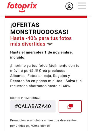 Hasta -40% de Descuento en Fotos desde Fotoprix.