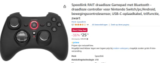 Speedlink RAIT Bluetooth Gamepad - Rubber Black voor €25,71 bij Amazon