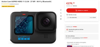 Cámara deportiva GoPro Hero 11 Black, 5.3K, 24.7 MP, SuperFoto por 279,99€