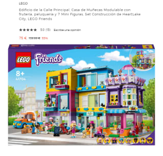 LEGO Edificio de la Calle Principal, Casa de Muñecas Modulable con frutería, peluquería y 7 Mini Figuras por 75€