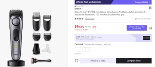 Braun Pro 7 BT7420 Recortadora Inalámbrica de Barba + 8 Accesorios por 27.7€