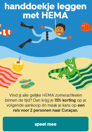 15% korting op je aankoop na het spelen van een spelletje Memory