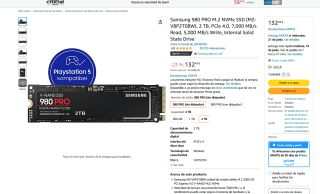 Samsung 980 PRO M.2 NVMe SSD 2 TB PCIe 4.0, 7,000 MB/s por solo 132,43€