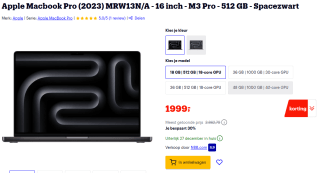 Apple Macbook Pro (2023) 16 " laptop 512 GB voor €1999 bij Bol