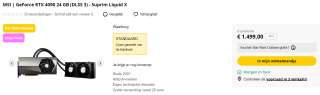 MSI GeForce RTX 4090 SUPRIM LIQUID X 24G Videokaart voor €1499