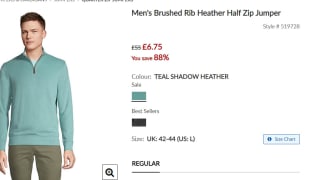 Men's Brushed Rib Heather Half Zip Jumper for £6.75 at Lands' End