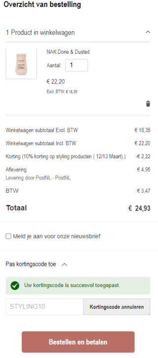 10% extra korting op alle stylingproducten bij Haarpro