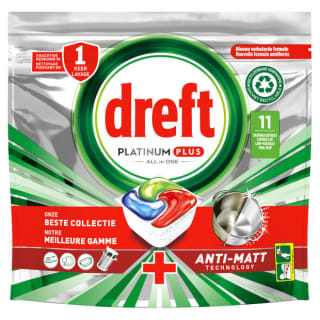 Dreft Platinum Plus All In One Vaatwastabletten Cool Blue, 16 Capsules voor €1,75 bij Blokker