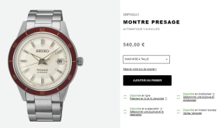 Montre Seiko Presage Basic Line Style années 60 SRPH93J1 à 540€