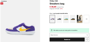 Nike SB lage sneakers voor €36,95 bij Zalando