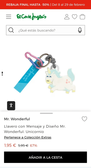 Llavero con Mensaje y Diseño Mr. Wonderful: Unicornio por 1,95€.
