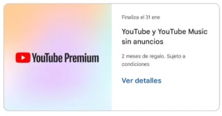Gratis 2 meses de YouTube premium
