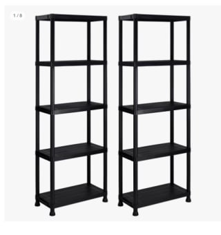 2 Estanterías de Plástico de 5 Baldas Polipropileno PP Negra 171x61x31 cm por 20.99€