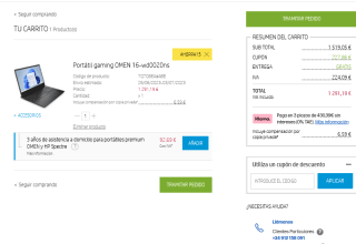 Portátil gaming OMEN 16-wd0020ns por 1,291,19€